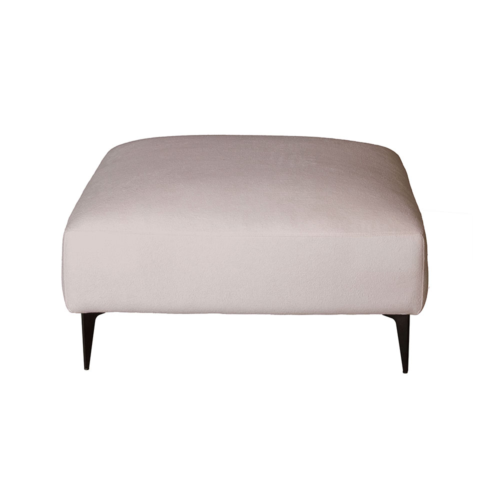 Sofá 2 Lugares com Molas Ensacadas 170 cm e Puff Unne Bouclé Bege