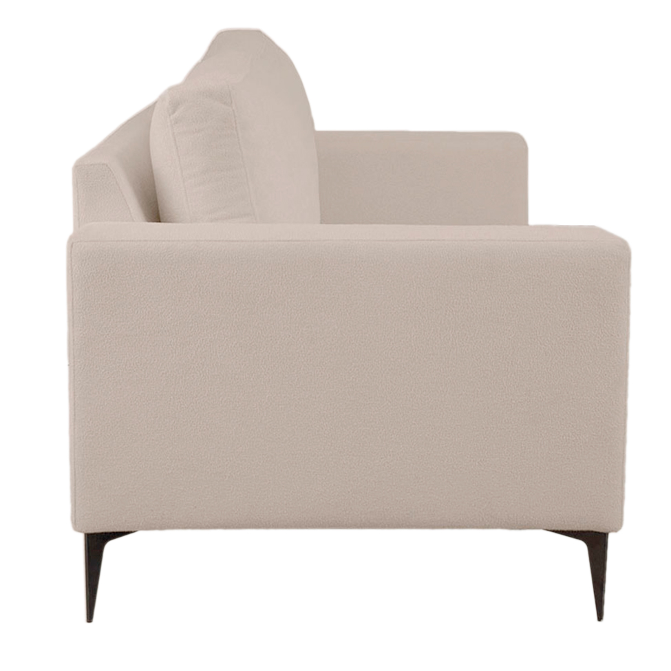 Sofá 2 Lugares com Molas Ensacadas 170 cm e Puff Unne Bouclé Bege