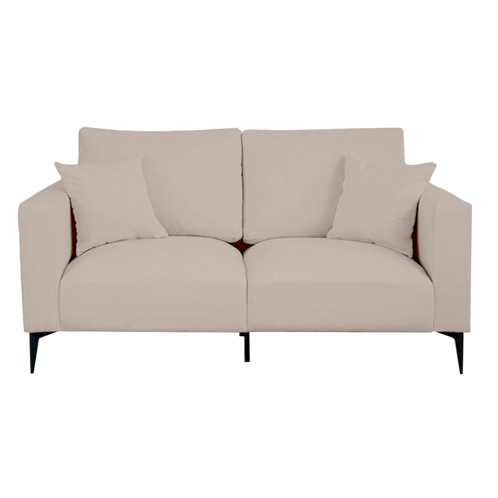 Sofá 2 Lugares com Molas Ensacadas 170 cm e Puff Unne Bouclé Bege