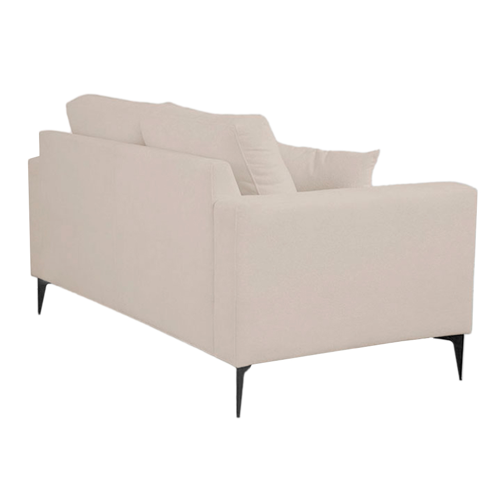 Sofá 2 Lugares com Molas Ensacadas 170 cm e Puff Unne Bouclé Bege