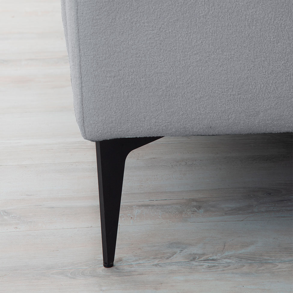 Sofá 2 Lugares com Molas Ensacadas 170 cm e Puff Unne Bouclé Cinza