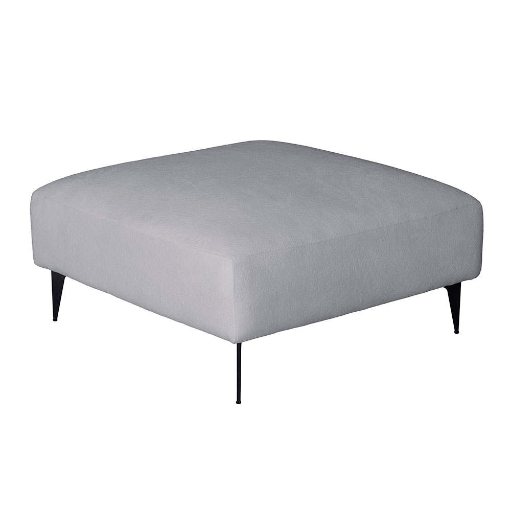 Sofá 2 Lugares com Molas Ensacadas 170 cm e Puff Unne Bouclé Cinza
