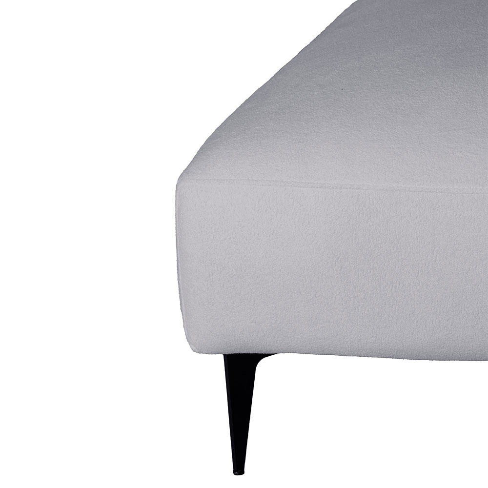 Sofá 2 Lugares com Molas Ensacadas 170 cm e Puff Unne Bouclé Cinza