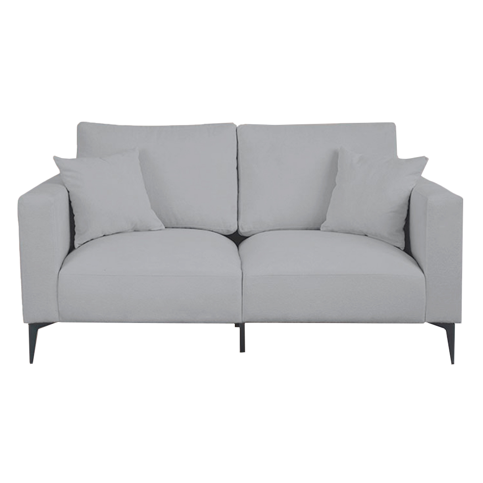 Sofá 2 Lugares com Molas Ensacadas 170 cm e Puff Unne Bouclé Cinza