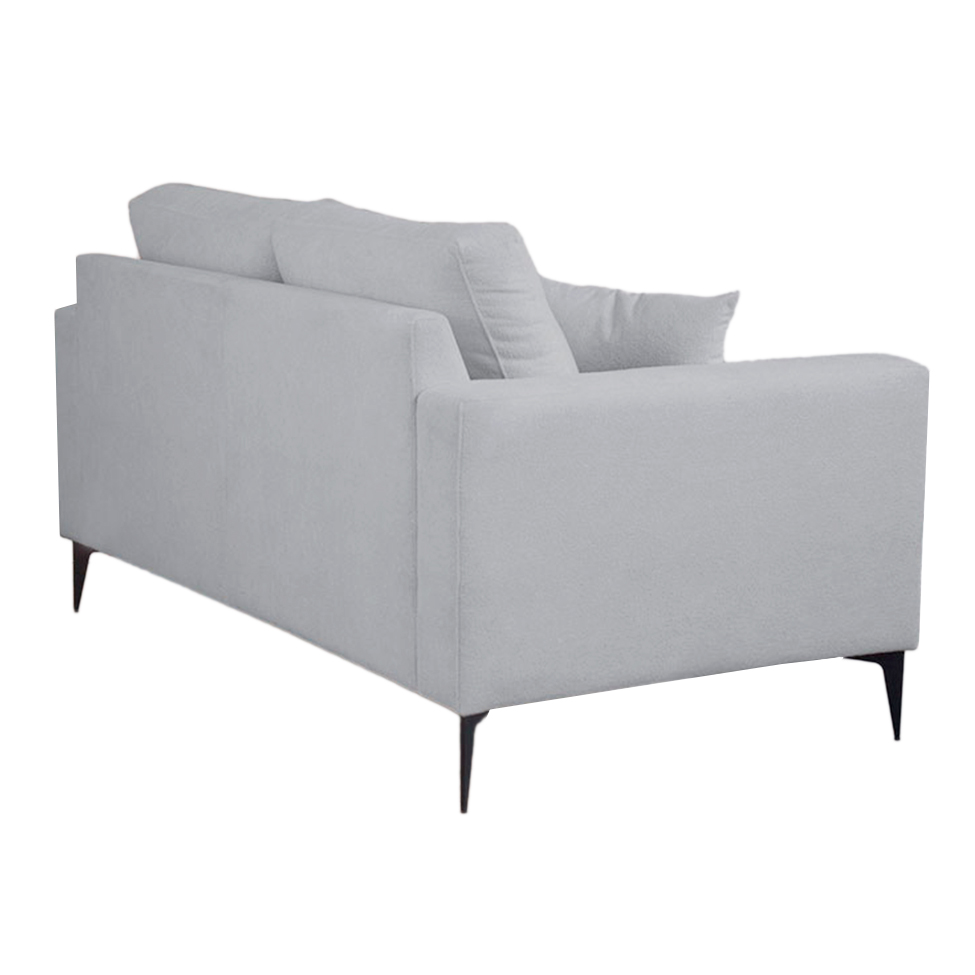 Sofá 2 Lugares com Molas Ensacadas 170 cm e Puff Unne Bouclé Cinza