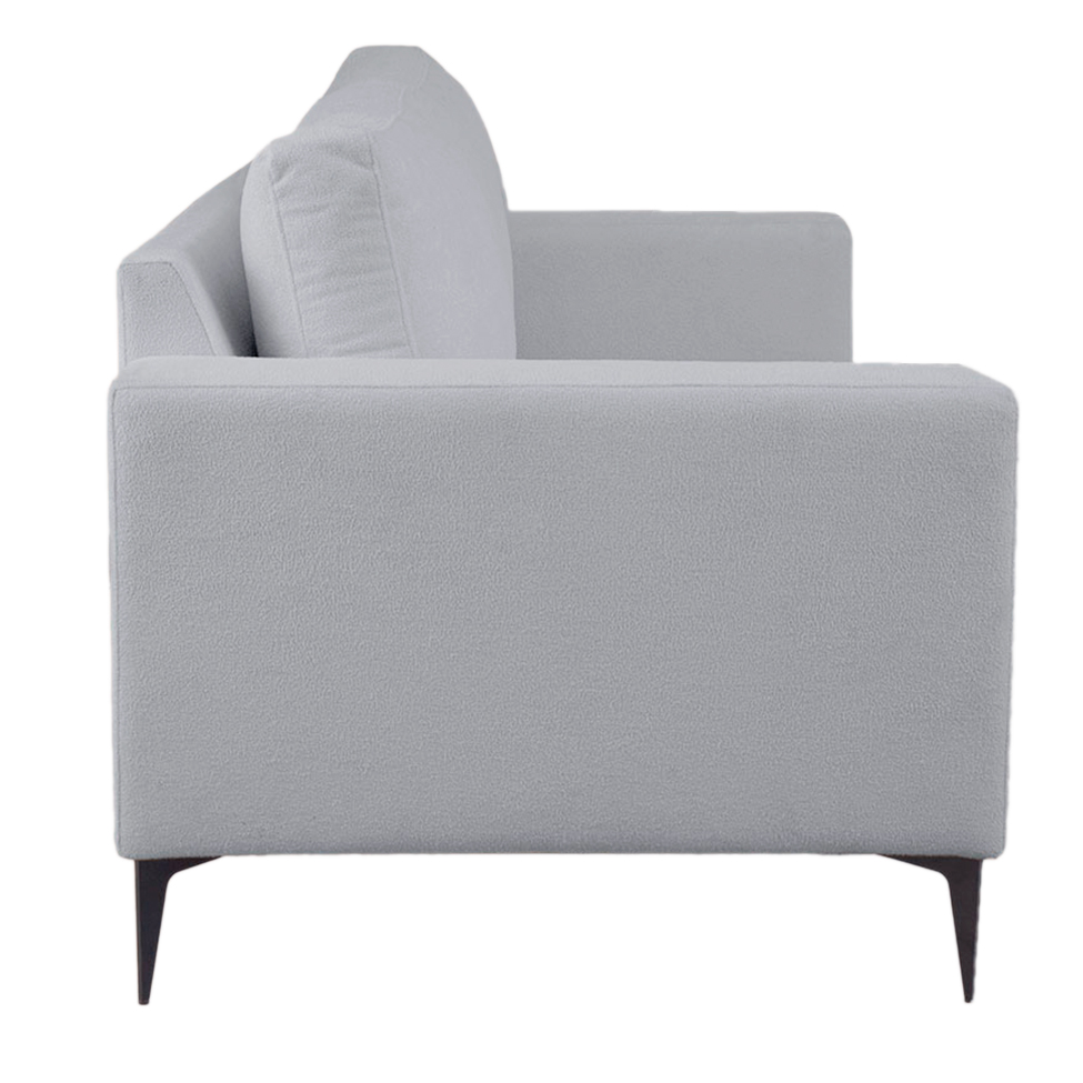 Sofá 2 Lugares com Molas Ensacadas 170 cm e Puff Unne Bouclé Cinza