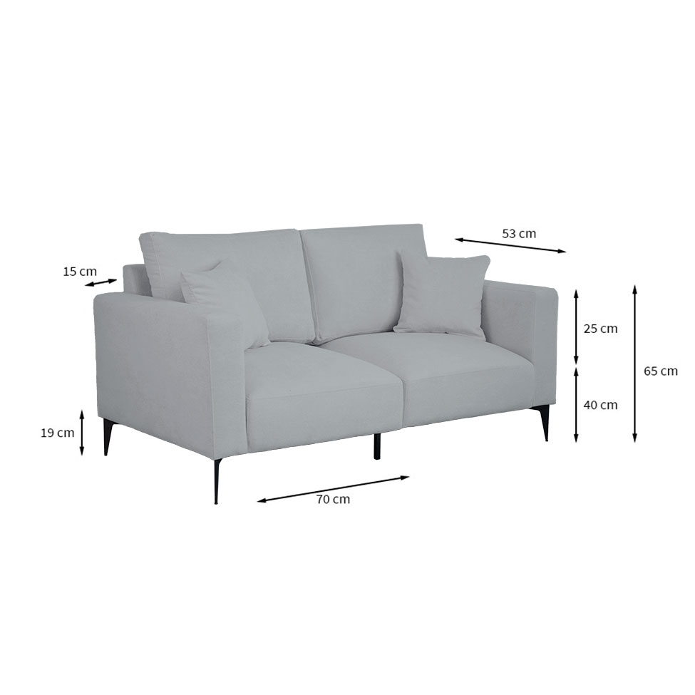 Sofá 2 Lugares com Molas Ensacadas 170 cm e Puff Unne Bouclé Cinza