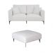 Sofá 2 Lugares com Molas Ensacadas 170 cm e Puff Unne Bouclé Off White