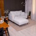 Sofá 2 Lugares com Molas Ensacadas 170 cm e Puff Unne Bouclé Off White