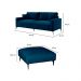 Sofá 2 Lugares com Molas Ensacadas 170 cm e Puff Unne Linho Azul Marinho