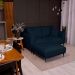 Sofá 2 Lugares com Molas Ensacadas 170 cm e Puff Unne Linho Azul Marinho