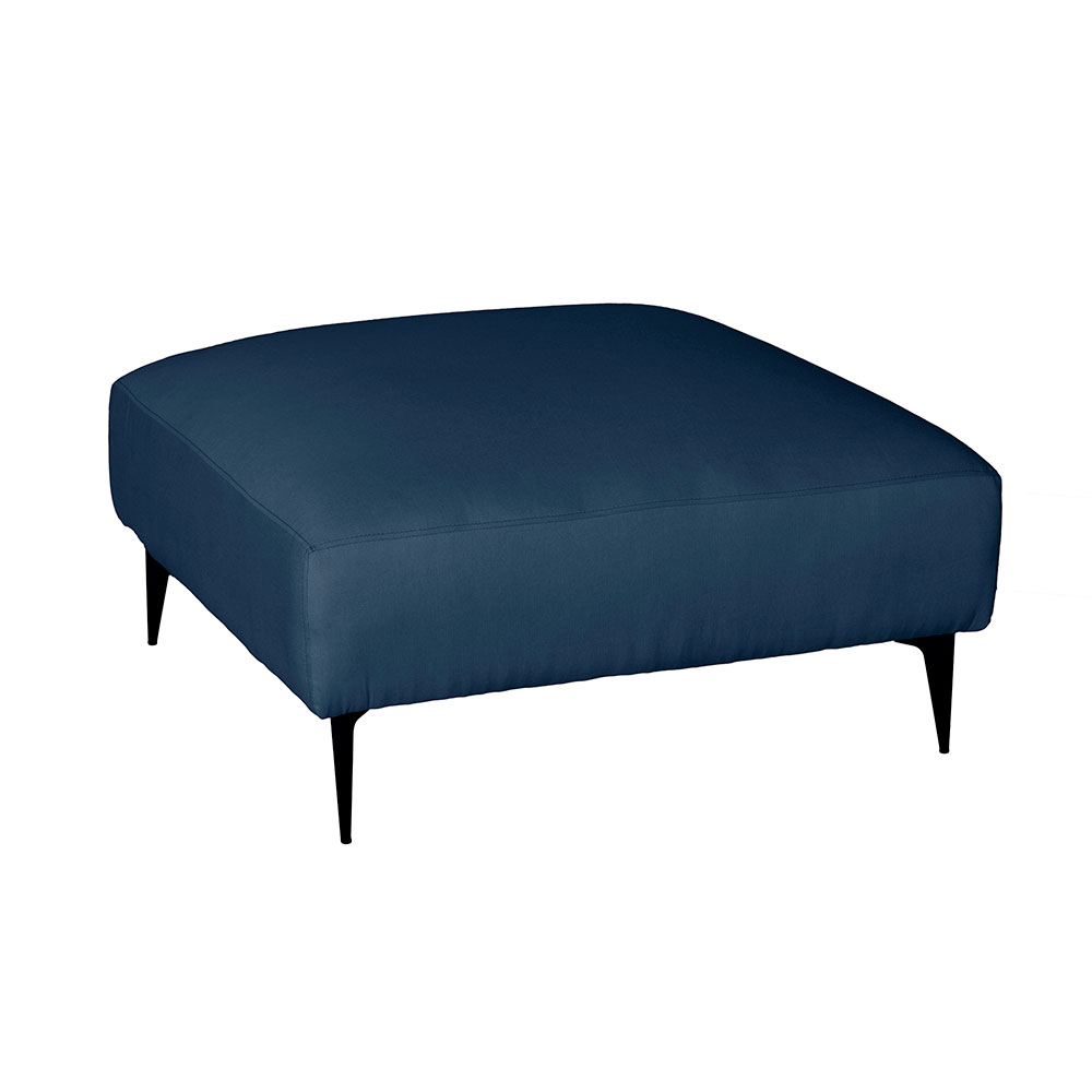 Sofá 2 Lugares com Molas Ensacadas 170 cm e Puff Unne Linho Azul Marinho