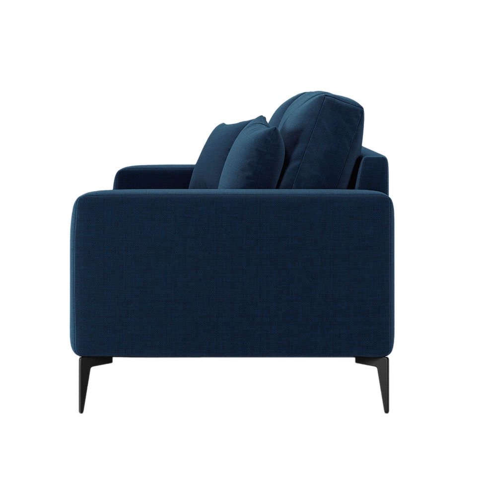 Sofá 2 Lugares com Molas Ensacadas 170 cm e Puff Unne Linho Azul Marinho