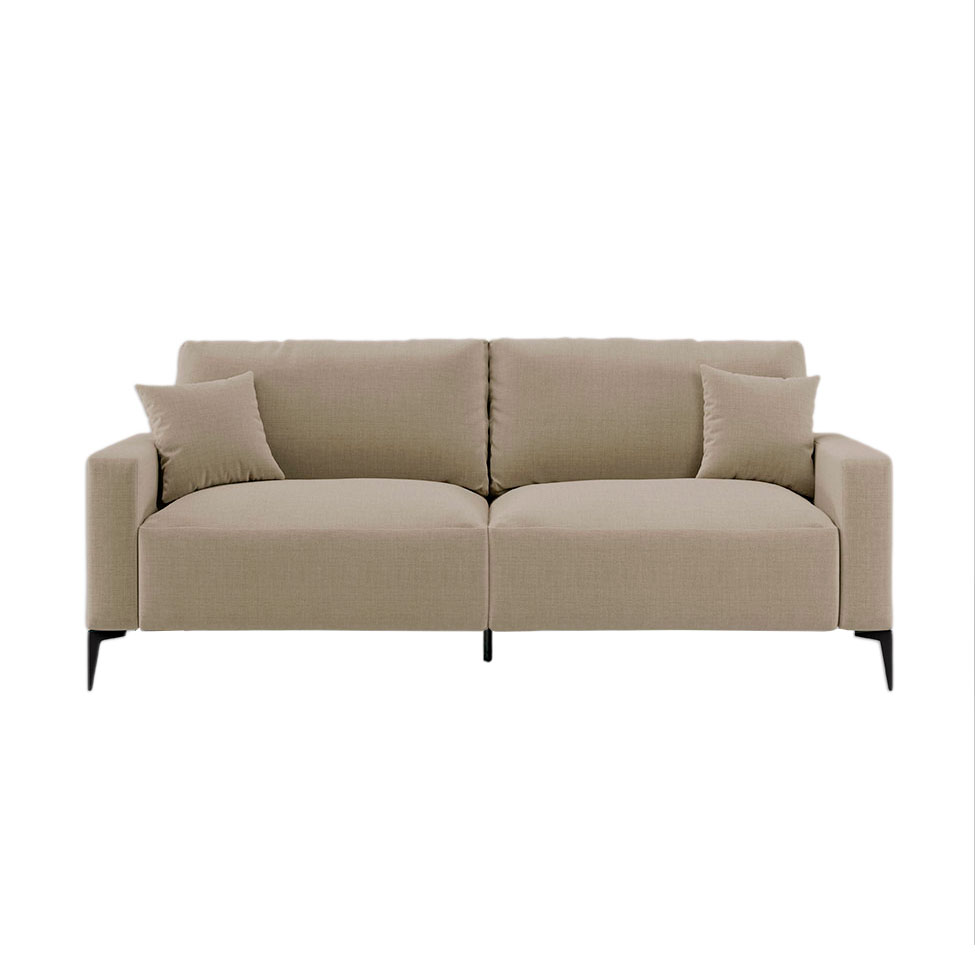 Sofá 2 Lugares com Molas Ensacadas 170 cm e Puff Unne Linho Bege