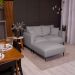 Sofá 2 Lugares com Molas Ensacadas 170 cm e Puff Unne Linho Cinza