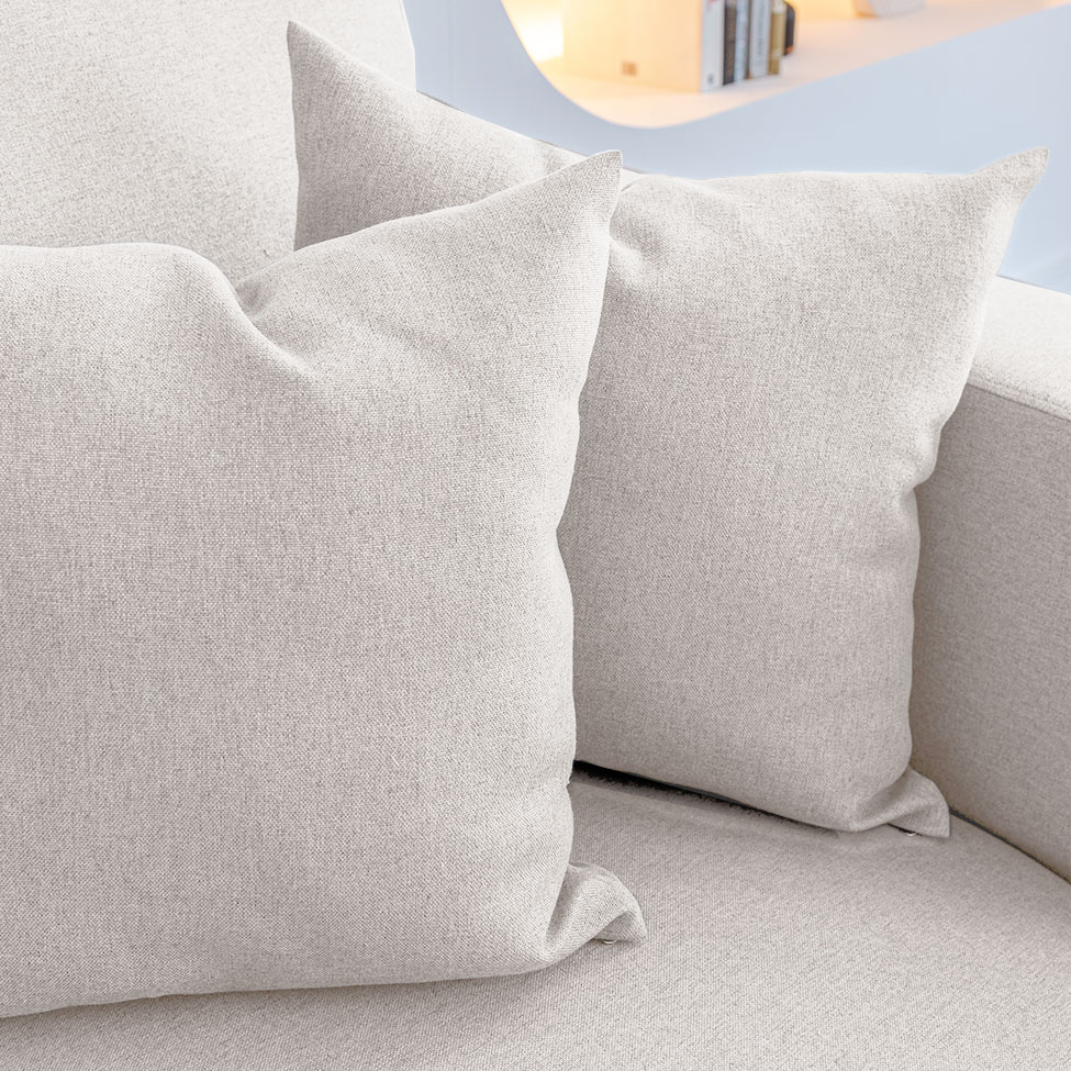 Sofá 2 Lugares com Molas Ensacadas 170 cm e Puff Unne Linho Cru