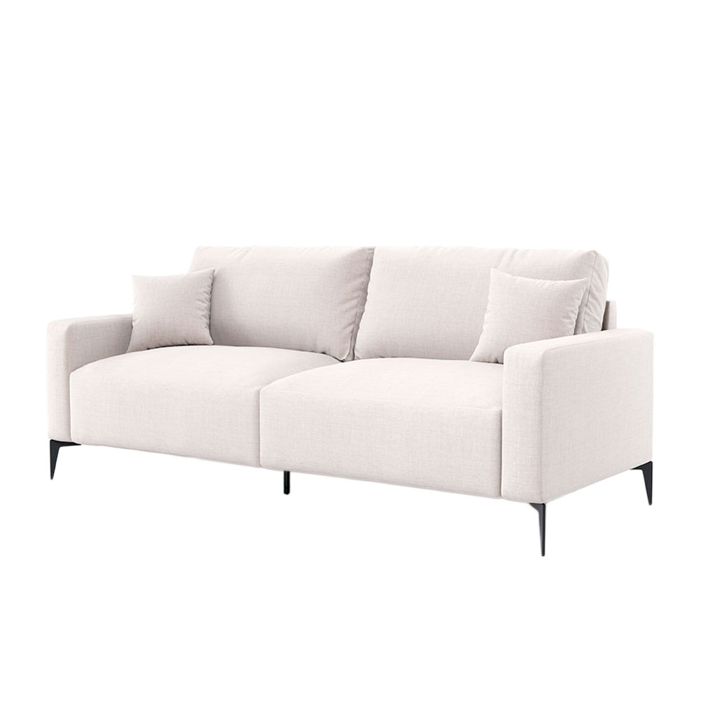 Sofá 2 Lugares com Molas Ensacadas 170 cm e Puff Unne Linho Cru