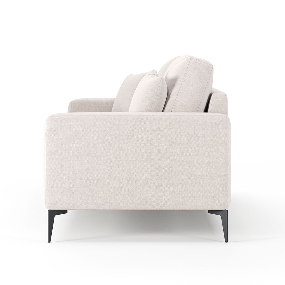Sofá 2 Lugares com Molas Ensacadas 170 cm e Puff Unne Linho Cru