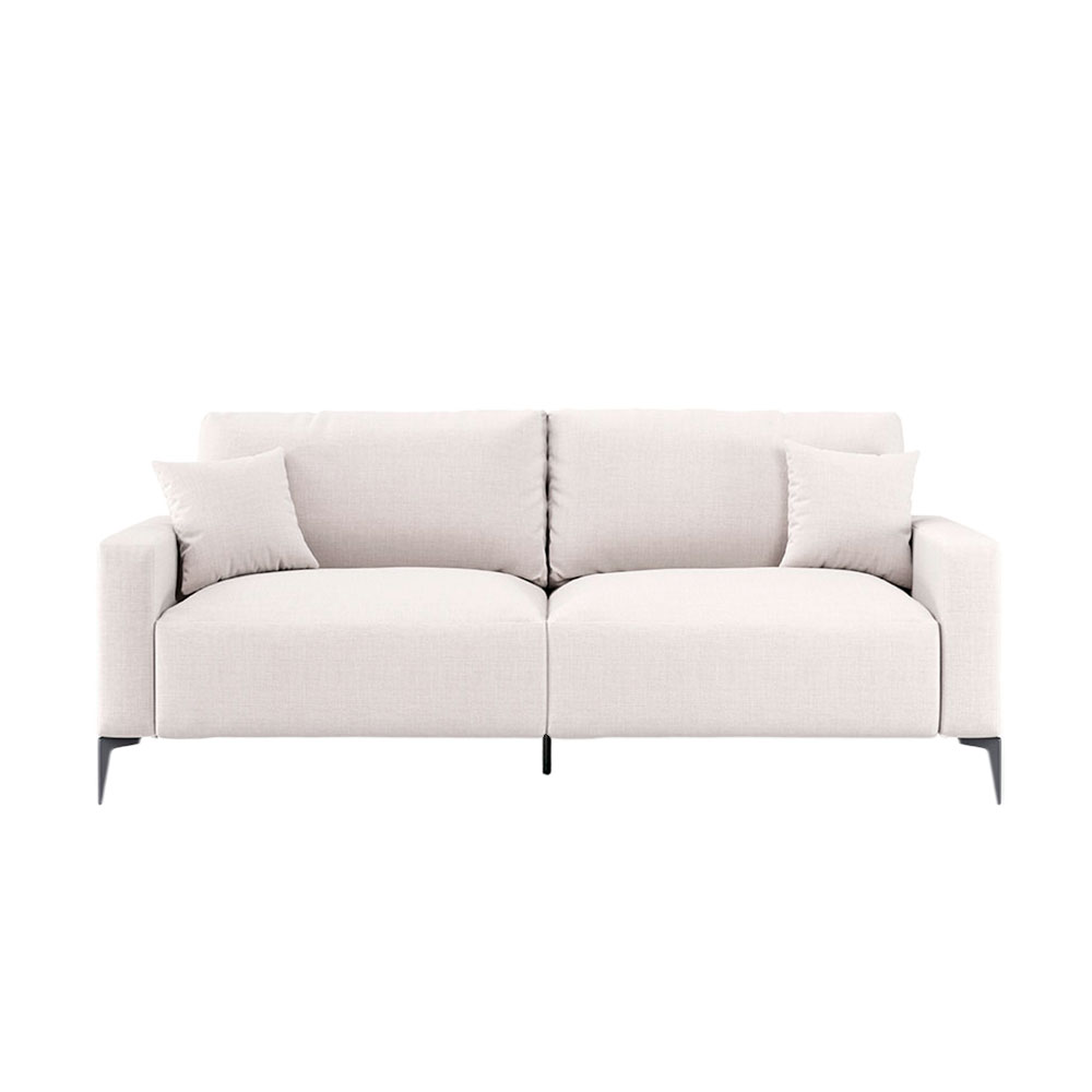 Sofá 2 Lugares com Molas Ensacadas 170 cm e Puff Unne Linho Cru