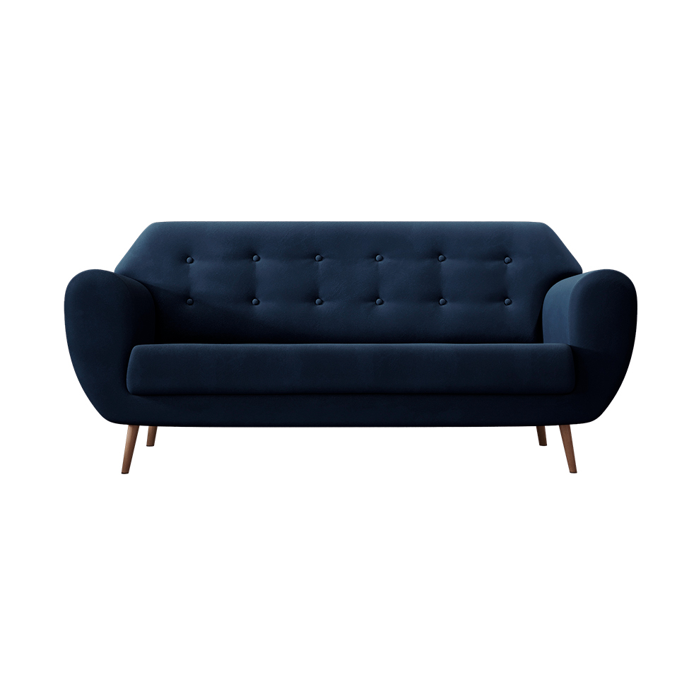 Sofá 3 Lugares Beegees Velosuede Azul Marinho