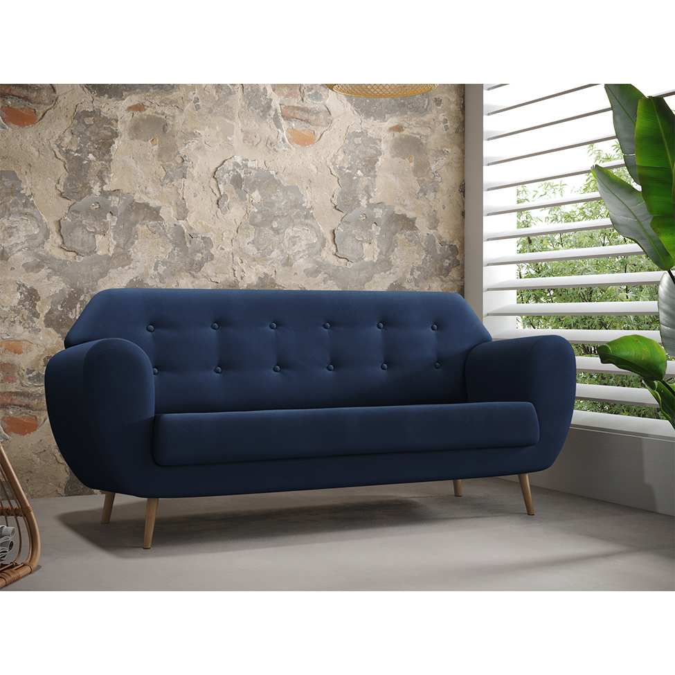 Sofá 3 Lugares Beegees Velosuede Azul Marinho