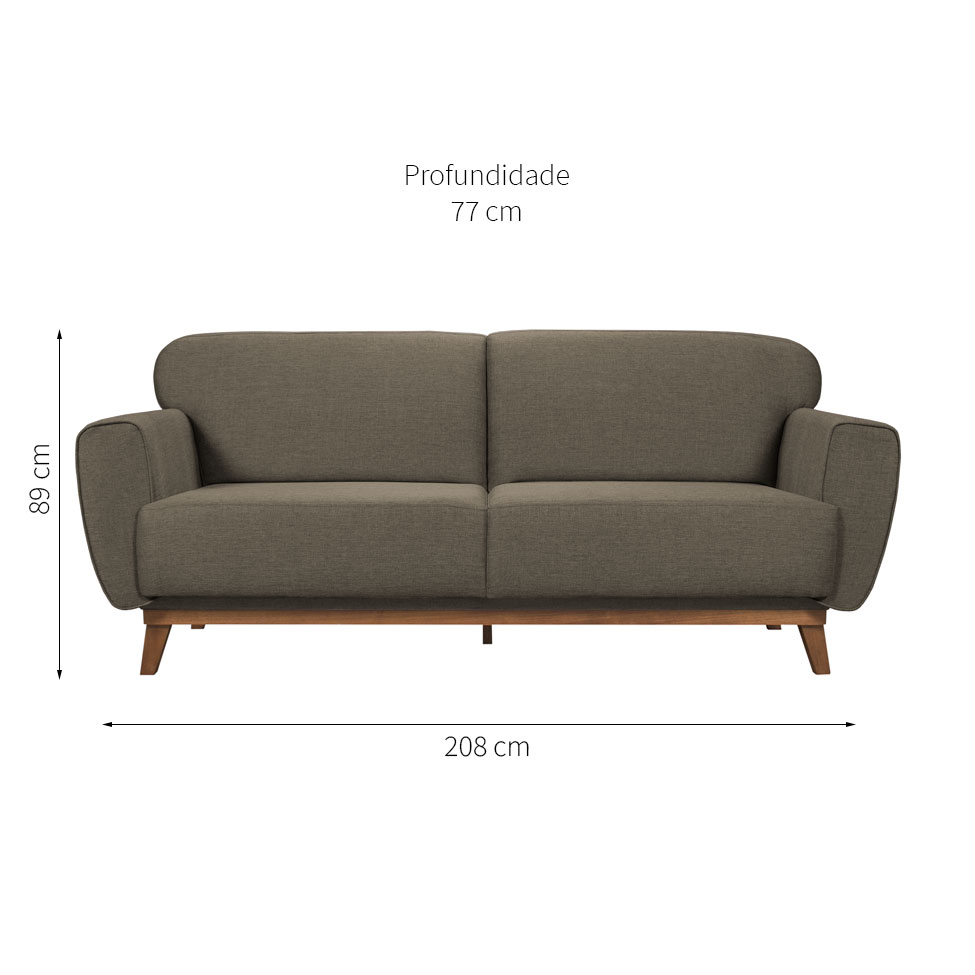 Sofá 3 Lugares Floret Linho Grafite