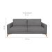 Sofá 3 Lugares Henry Veludo Cinza 190 cm