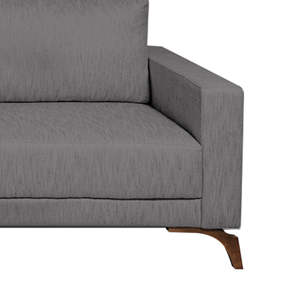Sofá 3 Lugares Henry Veludo Cinza 190 cm