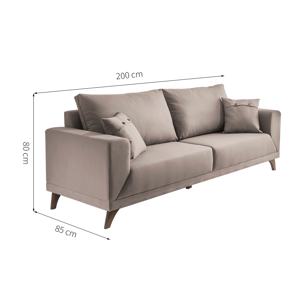 Sofá 3 Lugares Manchester Bege 200 cm
