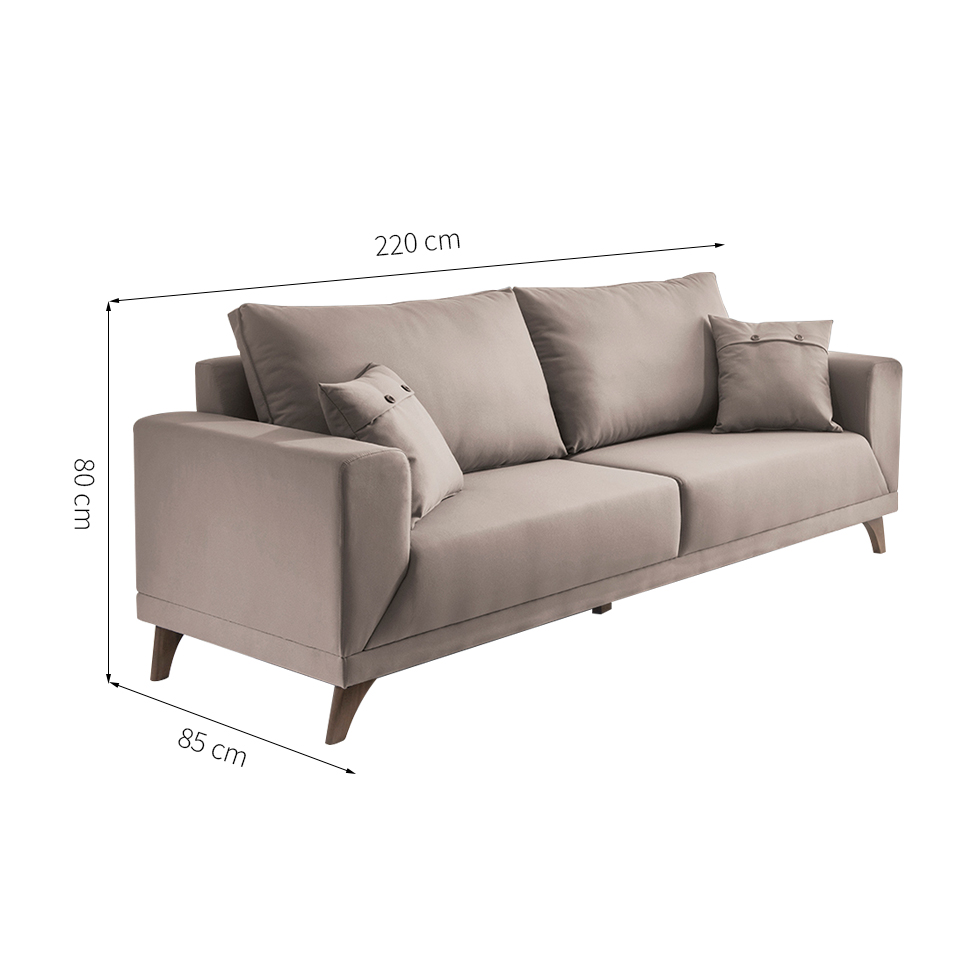 Sofá 3 Lugares Manchester Bege 220 cm