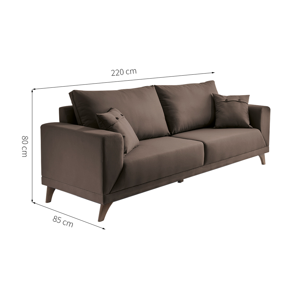 Sofá 3 Lugares Manchester Marrom 220 cm