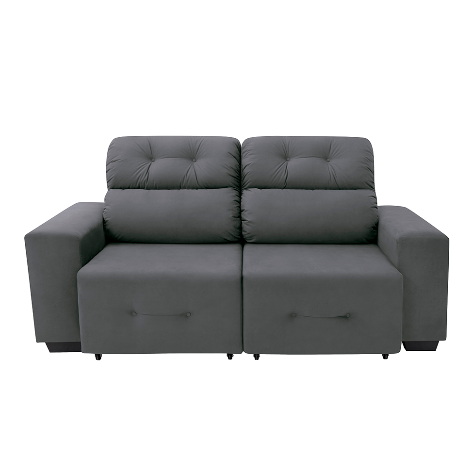 Sofá 3 Lugares Retrátil e Reclinável Plaza Suede Cinza