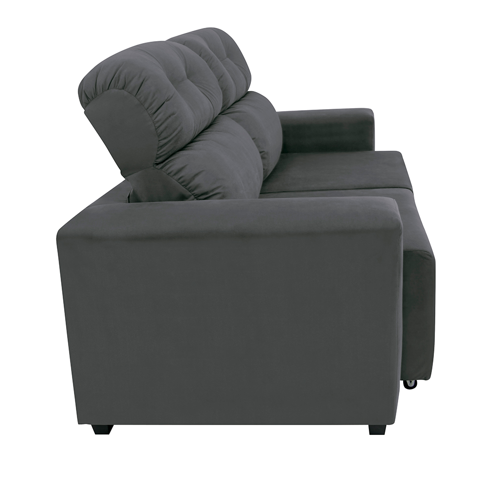 Sofá 3 Lugares Retrátil e Reclinável Plaza Suede Cinza