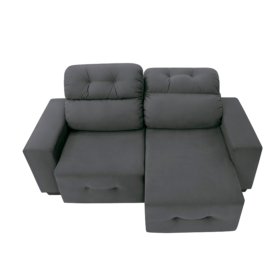 Sofá 3 Lugares Retrátil e Reclinável Plaza Suede Cinza