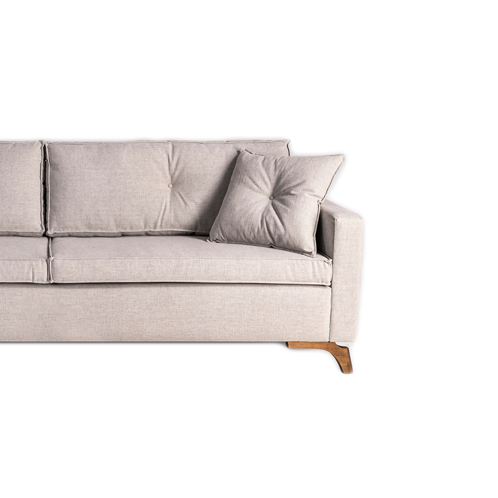 Sofá 3 Lugares Viena Linho Bege 210 cm