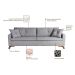 Sofá 3 Lugares Viena Linho Cinza 190 cm