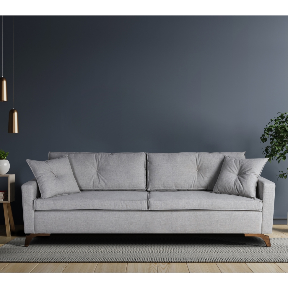 Sofá 3 Lugares Viena Linho Cinza 210 cm
