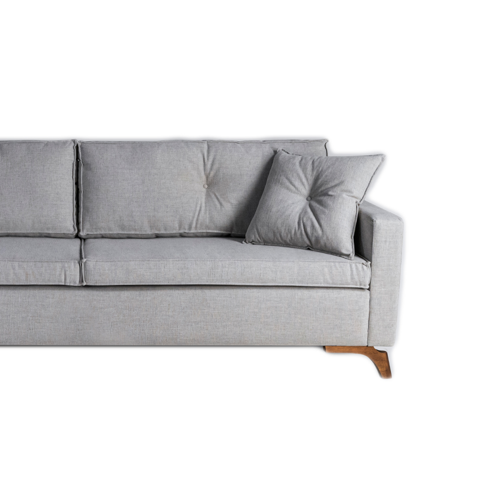 Sofá 3 Lugares Viena Linho Cinza 210 cm