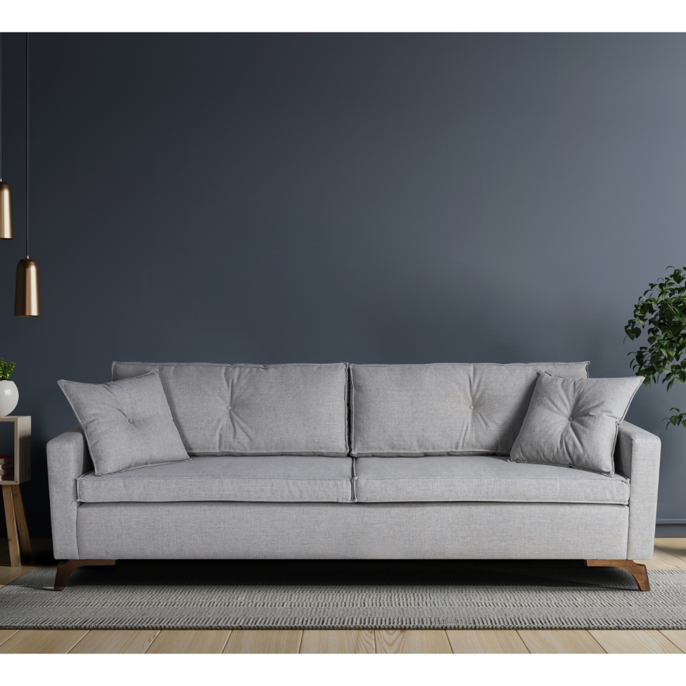 Sofá 3 Lugares Viena Linho Cinza 230 cm