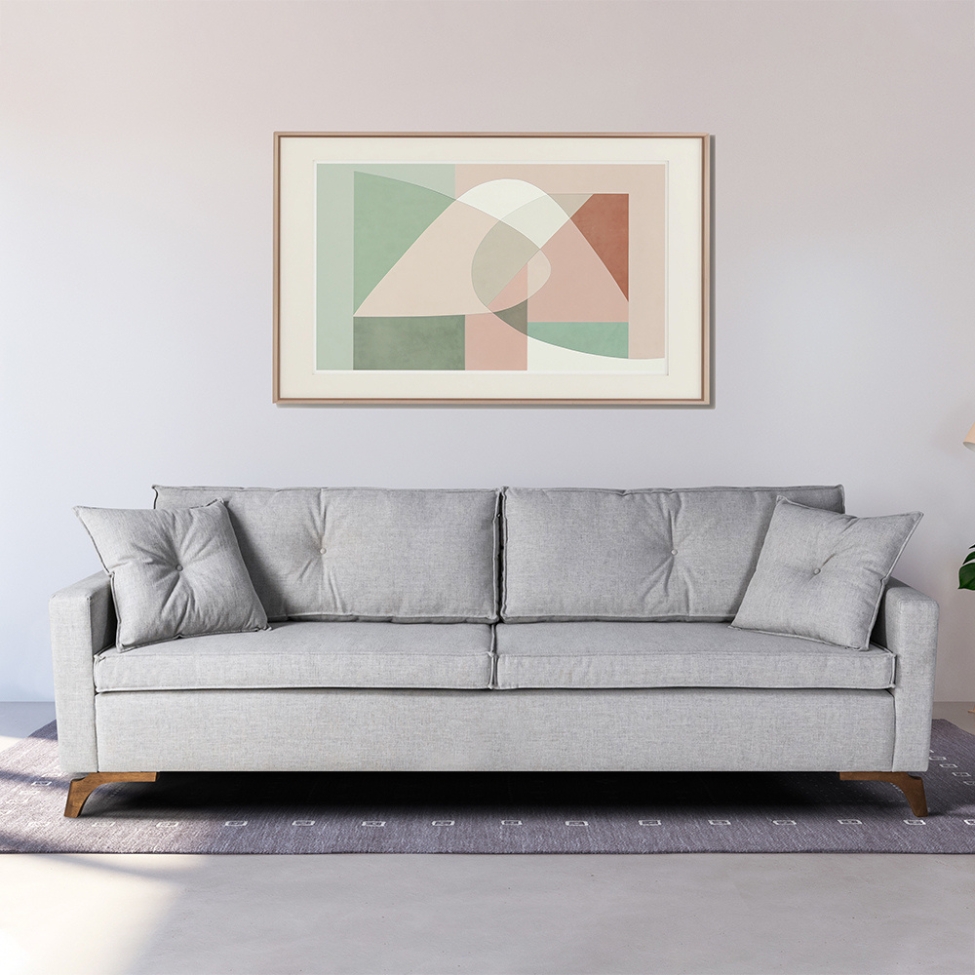 Sofá 3 Lugares Viena Linho Cinza 230 cm