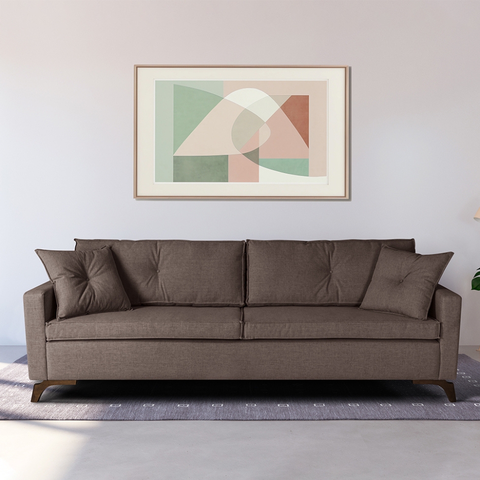 Sofá 3 Lugares Viena Veludo Marrom 210 cm