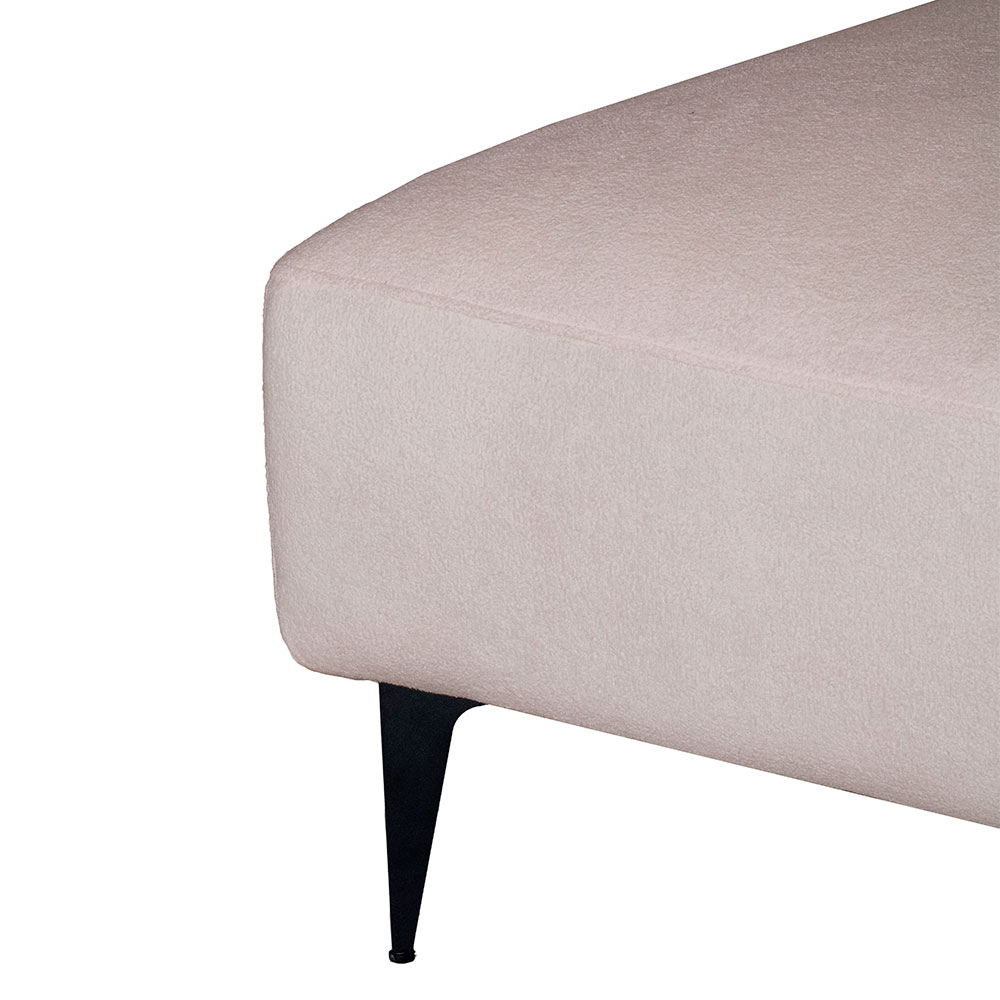 Sofá 3 Lugares com Molas Ensacadas 200 cm e Puff Unne Bouclé Bege