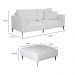 Sofá 3 Lugares com Molas Ensacadas 200 cm e Puff Unne Bouclé Off White