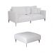 Sofá 3 Lugares com Molas Ensacadas 200 cm e Puff Unne Bouclé Off White