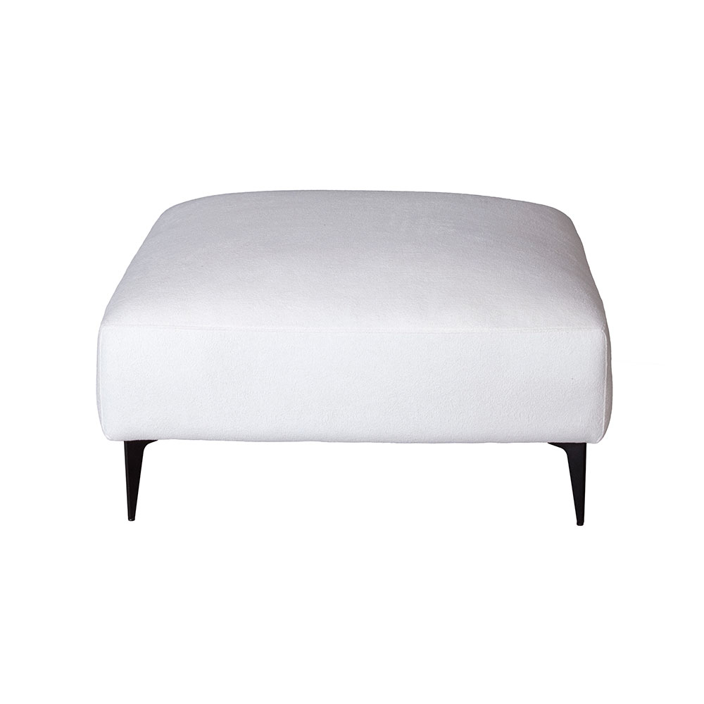 Sofá 3 Lugares com Molas Ensacadas 200 cm e Puff Unne Bouclé Off White