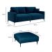 Sofá 3 Lugares com Molas Ensacadas 200 cm e Puff Unne Linho Azul Marinho