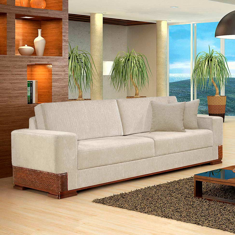 Sofá 3 lugares Bretanha Linho Creme II
