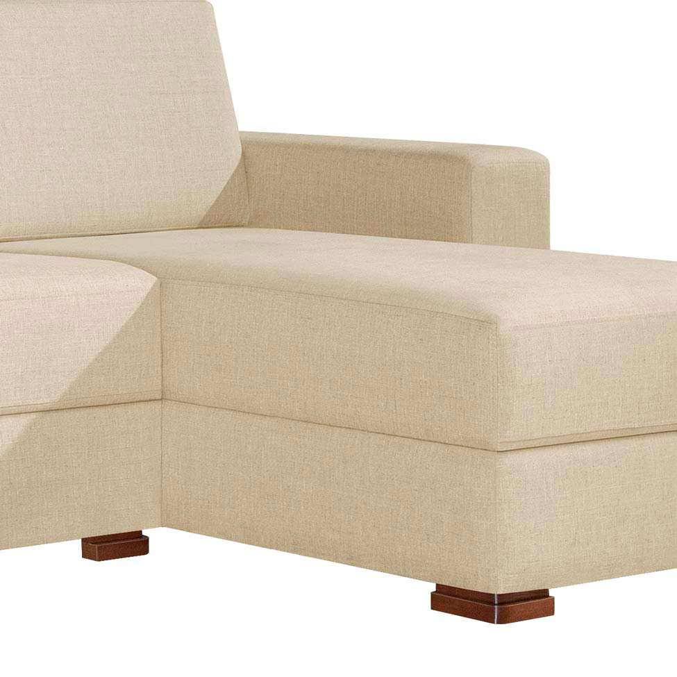 Sofá 4 Lugares Bretanha com Chaise Direito Linho Bege