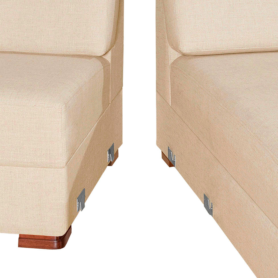 Sofá 4 Lugares Bretanha com Chaise Direito Linho Bege