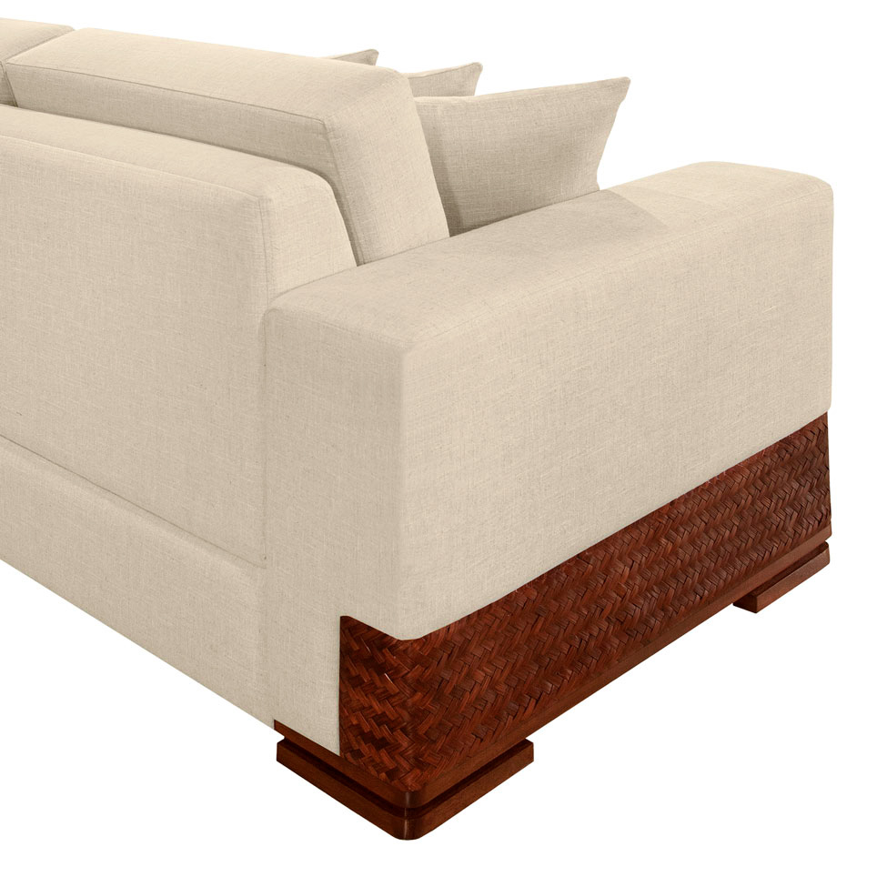 Sofá 4 Lugares Bretanha com Chaise Direito Linho Bege